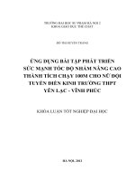 Ứng dụng bài tập phát triển sức mạnh tốc độ nhằm nâng cao thành tích chạy 100m cho nữ đội tuyển điền kinh trường THPT yên lạc   vĩnh phúc 