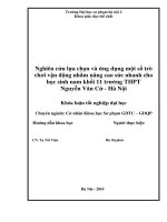 Nghiên cứu lựa chọn và ứng dụng một số trò chơi vận động nhằm nâng cao sức nhanh cho học sinh nam khối 11 trường THPT nguyễn văn cừ   hà nội 