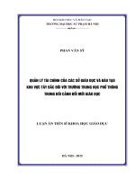 Quản lý tài chính của các sở Giáo dục và Đào tạo khu vực Tây Bắc đối với trường trung học phổ thông trong bối cảnh đổi mới giáo dục