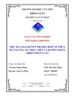 thủ tục giải quyết tranh chấp về thừa kế tại tòa án, thực tiễn và hướng hoàn thiện pháp luật