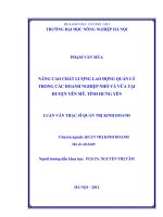 nâng cao chất lượng lao động quản lý trong các doanh nghiệp nhỏ và vừa tại huyện yên mỹ, tỉnh hưng yên