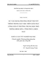 Sự vận dụng phương pháp thuyết trình trong dạy học môn giáo dục công dân ở trường THPT bình sơn   vĩnh phúc 