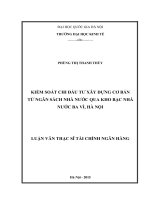 Kiểm soát chi đầu tư xây dựng cơ bản từ ngân sách nhà nước qua kho bạc nhà nước ba vì, hà nội 