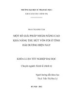 Một số giải pháp nhằm nâng cao khả năng thu hút nguồn vốn FDI ở tỉnh hải dương hiện nay 