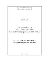 Giải quyết việc làm cho lao động nông thôn trên địa bàn huyện quỳnh lưu, tỉnh nghệ an