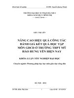 Nâng cao hiệu quả công tác đánh giá kết quả học tập môn giáo dục công dân ở trường trung học phổ thông mỹ hào, tỉnh hưng yên hiện nay 
