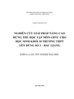 Nghiên cứu giải pháp nâng cao hứng thú học tập môn GDTC cho học sinh khối 10 trường THPT yên dũng số 3   bắc giang 