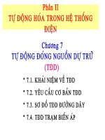 PHẦN 2 tự ĐỘNG hóa TRONG hệ THỐNG điện CHƯƠNG 7 tự ĐỘNG ĐÓNG NGUỒN dự TRỮ(TĐD) 