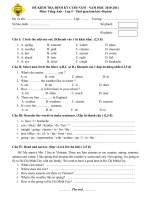 Đề KTĐKCN môn TAnh lớp 5 (2010 2011)