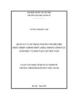 Quản lý và sử dụng nguồn vốn hỗ trợ phát triển chính thức (ODA) trong lĩnh vực giáo dục và đào tạo tại việt nam