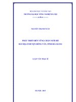 Phát triển bền vững chăn nuôi bò bản địa ở huyện đồng văn tỉnh hà giang 