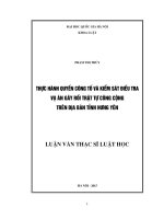 Thực hành quyền công tố và kiểm sát điều tra vụ án gây rối trật tự công cộng trên địa bàn tỉnh hưng yên 