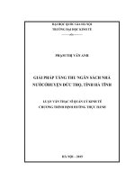 Giải pháp tăng thu ngân sách nhà nước ở huyện đức thọ, tỉnh hà tĩnh