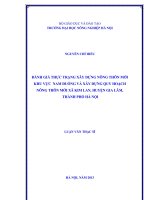 Đánh giá thực trạng xây dựng nông thôn mới khu vực nam đuống và xây dựng quy hoạch nông thôn mới xã kim lan, huyện gia lâm, thành phố hà nội 