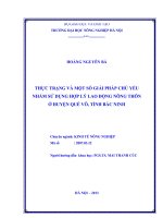 Thực trạng và một số giải pháp chủ yếu nhằm sử dụng hợp lý lao động nông thôn ở huyện quế võ, tỉnh bắc ninh 