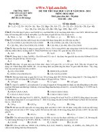 Đề thi thử ĐH THPT Lê Quý Đôn lần 2 có đáp án