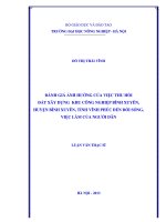 Đánh giá ảnh hưởng của việc thu hồi đất xây dựng khu công nghiệp bình xuyên, tỉnh vĩnh phúc đến đời sống, việc làm của người dân 