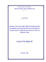 Đánh giá việc thực hiện chính sách bồi thường giải phóng mặt bằng khi nhà nước thu hồi đất tại một số dự án trên địa bàn huyện lương tài tỉnh bắc ninh 