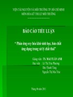 BÁO CÁO TIỂU LUẬN  “ Phản ứng oxy hóa khử sinh học, bản chất   ứng dụng trong xử lý chất thải”