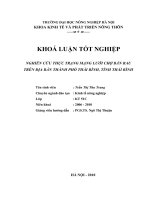 NGHIÊN CỨU THỰC TRẠNG MẠNG LƯỚI CHỢ BÁN RAU TRÊN ĐỊA BÀN THÀNH PHỐ THÁI BÌNH, TỈNH THÁI BÌNH