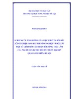 nghiên cứu ảnh hưởng của việc chuyển đổi đất nông nghiệp sang đất phi nông nghiệp và đề xuất một số giải pháp cải thiện đời sống, việc làm của người dân bị thu hồi đất trên địa bàn quận long biên, hà nội
