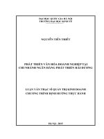 Phát triển văn hóa doanh nghiệp tại chi nhánh ngân hàng phát triển hải dương 