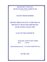 liên kết trong sản xuất và tiêu thụ sản phẩm ở các trang trại trên địa bàn huyện lương tài, bắc ninh