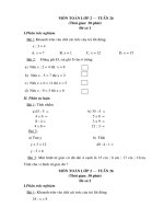 Đề khảo sát Toán 2   Tuần 26