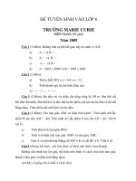 ĐỀ TUYỂN SINH VÀO LỚP 6 CHUYÊN, CHẤT LƯỢNG CAO THCS NGUYỄN TRI PHƯƠNG  HUẾ, HÀ NỘI  AMSTERDAM,MARIE CURIE,TRẦN ĐẠI NGHĨA HCM