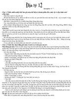 Đáp án các câu hỏi Địa lý 12 học kì II