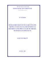 Đánh giá hiện trạng sản xuất, khả năng sinh trưởng và năng suất của một số giống cải bắp trồng vụ thu đông và vụ hè thu trên địa bàn huyện sa pa tỉnh lào cai 