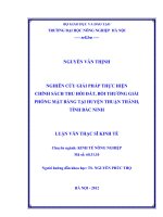 nghiên cứu giải pháp thực hiện chính sách thu hồi đất, bồi thường giải phóng mặt bằng tại huyện thuận thành, tỉnh bắc ninh