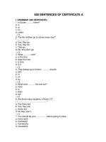 600 Sentences of Certificate A
