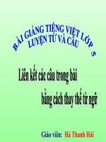 Bài giảng tiếng việt 5 tuần 25 bài liên kết các câu trong bài bằng cách thay thế từ ngữ4 