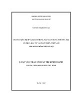 Chất lượng dịch vụ khách hàng tại ngân hàng thương mại cổ phần đầu tư và phát triển việt nam chi nhánh đông đô, hà đông 