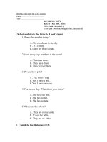 Đề thi cuối kì 2 môn Anh Văn  lớp 3