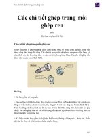 Thông số kĩ thuật theo tiêu chuẩn của các chi tiết ghép trong mối ghép ren.