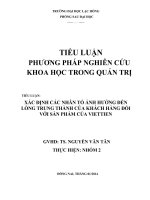 xác định các nhân tố ảnh hưởng đến lòng trung thành của khách hàng đối với sản phẩm của viettien