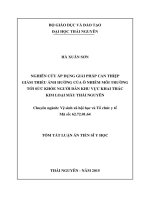 Nghiên cứu áp dụng giải pháp can thiệp giảm thiểu ảnh hưởng của ô nhiễm môi trường tới sức khỏe người dân khu vực khai thác kim loại màu thái nguyên (TT)