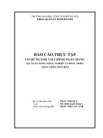 BÁO CÁO THỰC TẬP CƠ SỞ NGÀNH TÀI CHÍNH NGÂN HÀNG TẠI NGÂN HÀNG NÔNG NGHIỆP VÀ PHÁT TRIỂN NÔNG THÔN THÁI HÒA