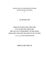 Khảo sát sự hài lòng công việc của cán bộ  công nhân viên Viện Vắcxin và Sinh phẩm Y tế Nha Trang trong bối cảnh Viện thay đổi cơ cấu tổ chức