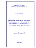 Đánh giá tình hình sản xuất cây actiso và ảnh hưởng của bổ sung chế phẩm đất hiếm, số lần bón phân kali đến năng suất và chất lượng dược liệu tại sa pa lào cai 
