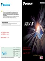 Thông số kĩ thuật  Hướng dẫn lắp đặt điều hòa DAIKIN VRV IV  2015
