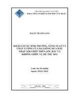 khảo sát sự sinh trưởng, năng suất và chất lượng của ba giống dưa hấu nhập nội ghép trên gốc bầu và không ghép, vụ hè thu 2011