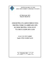 ảnh hưởng của kích thích tăng trưởng nyro và ghép gốc lên sự sinh trưởng, năng suất và chất lượng dưa leo