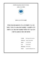 tính thanh khoản của cổ phiếu và cấu trúc vốn của doanh nghiệp, nghiên cứu trên các doanh nghiệp niêm yết tại sàn chứng khoán hồ chí minh
