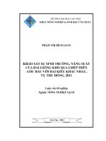 khảo sát sự sinh trưởng, năng suất của hai giống khổ qua ghép trên gốc bầu với hai kiểu khác nhau, vụ thu đông, 2011