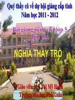 Bài giảng tiếng việt 5 tuần 26 bài nghĩa thầy trò15 