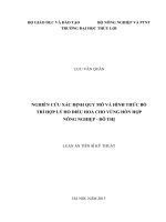 Nghiên cứu xác định quy mô và hình thức bố trí hợp lý hồ điều hòa cho vùng hỗn hợp nông nghiệp  đô thị