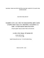 Nghiên cứu các yếu tố ảnh hưởng đến chất lượng đào tạo của trường cao đẳng cơ khí  luyện kim thái nguyên